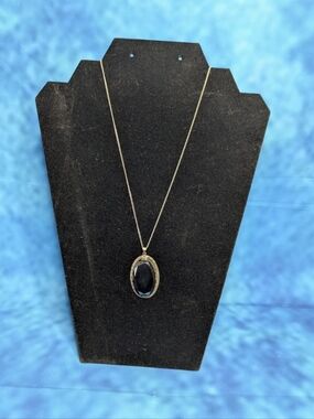 Vintage 60s Japanese Estate Necklace Stamped Silver With Gemstone Pendant